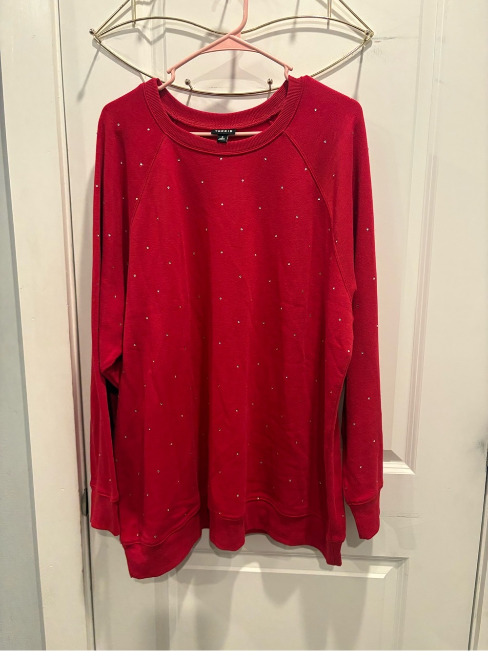 torrid Red Crewneck Sweatshirt with Silver Studs
